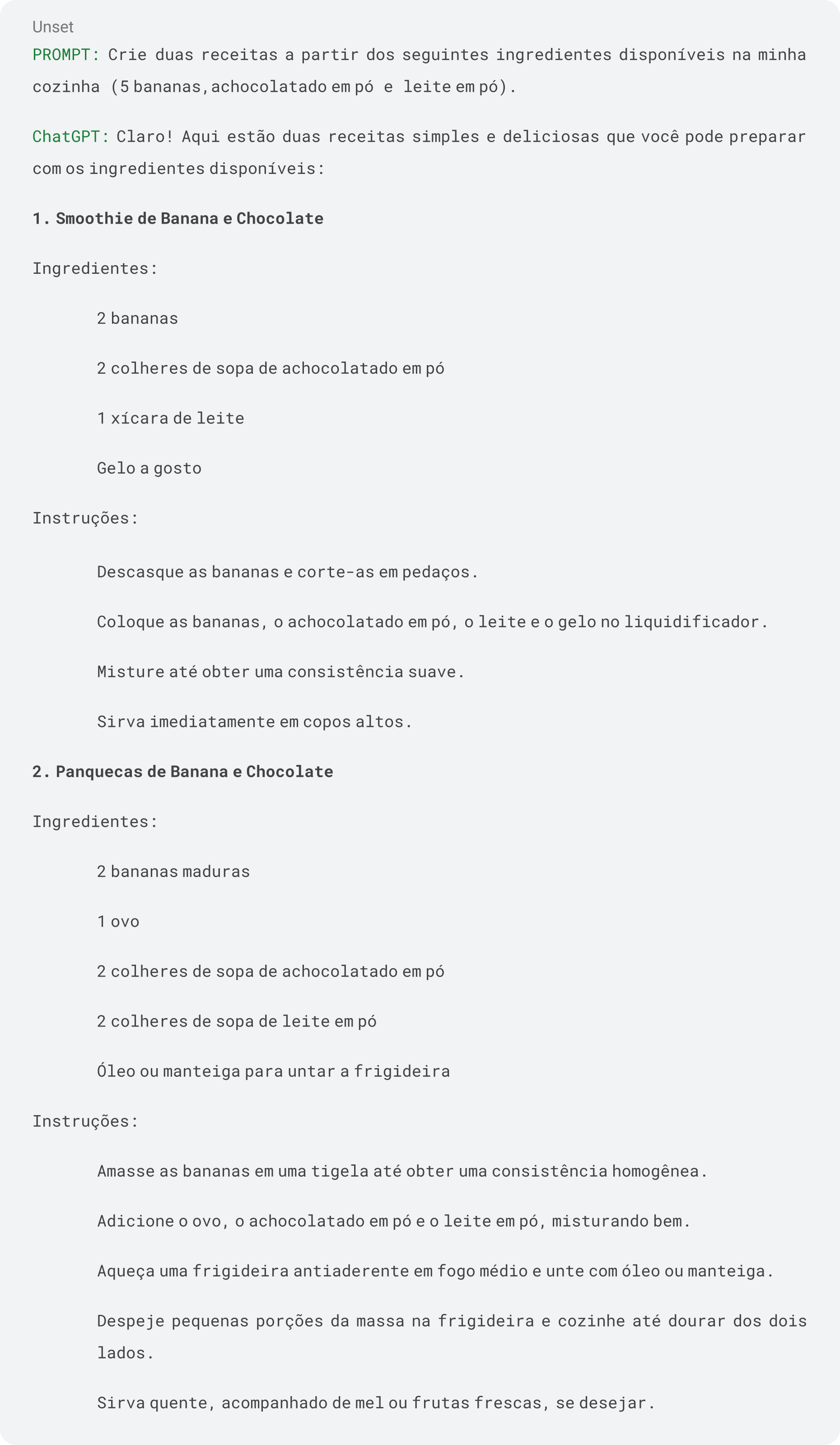 Prompts para receita